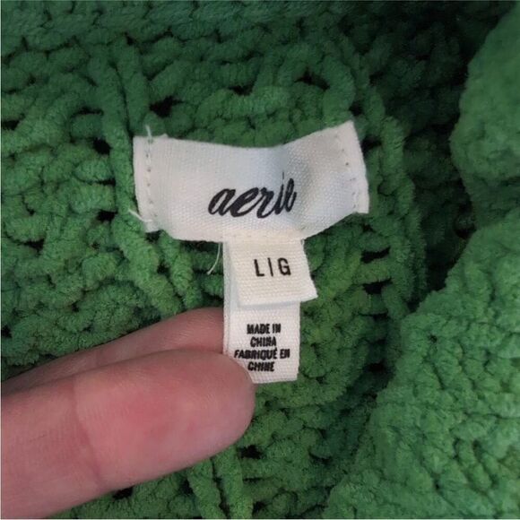 Aerie Green Quarter Zip Pullover Knit Sweater women’s Size Large - Picture 5 of 8